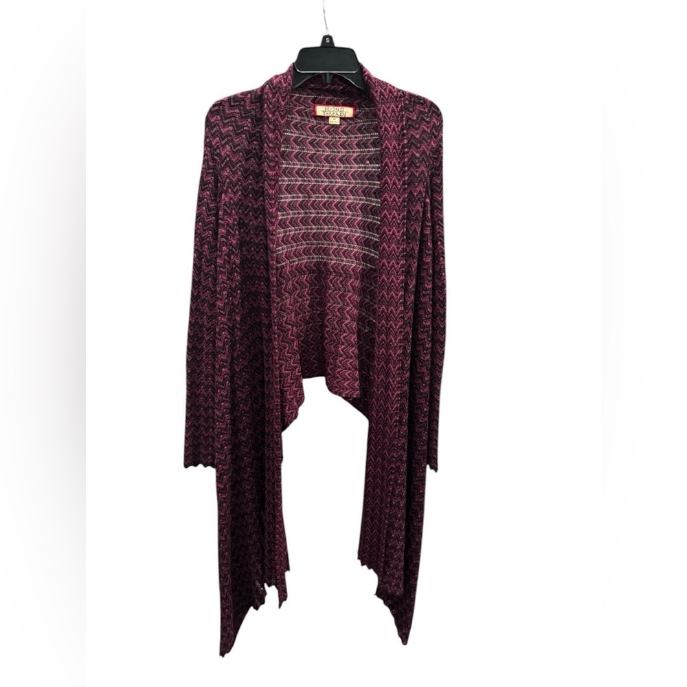 Women’s Beyond Threads Black & Purple Asymmetrical Long Knit Cardigan: M